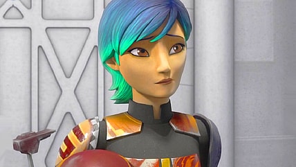 Sabine (Tiya Sicar) takes stock of her new friendships in Star Wars Rebels Season 2 Episode 13 "The Protector of Concord Dawn" (2016), Disney