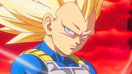Vegeta (Ryō Horikawa) unlocks the full, adult-sized power of his Super Saiyan 3 form in Dragon Ball Daima Episode 19 "Betrayal" (2019), Toei Animation