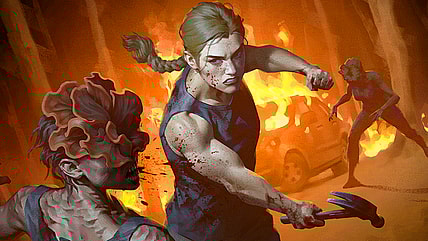 Abby drops the hammer on a Cordycept Clicker via Abby, Merciless Soldier (Card #2202), Magic: The Gathering - Secret Lair Drop (2025), Wizards of the Coast. Art by Wayne Wu.