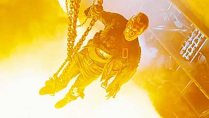 The T-800 (Arnold Schwarzenegger) says good-bye to Sarah (Linda Hamilton) and John Connor (Edward Furlong) in Terminator 2: Judgment Day (1991), Tri-Star Pictures