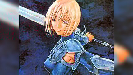 Clare draws her blade in the 'Memorabilia' Claymore series art book (2010), Shueisha. Art by Norihiro Yagi.