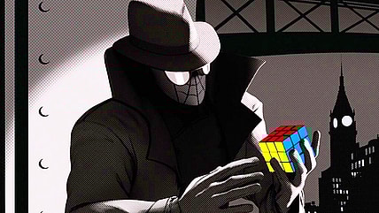 Spider-Man Noir (Nicolas Cage) ponders over his newly-acquired knowledge of the multiverse in Spider-Man: Into the Spider-Verse (2018), Marvel Entertainment