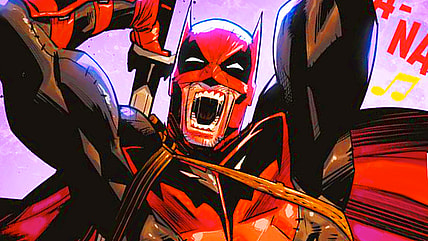 Deadbat revives the Amalgam Comics universe in Batman/Deadpool Vol. 1 #1 "The Cosmic Kiss Caper!" (2025), DC. Words by Grant Morrison, art by Dan Mora, Alejandro Sanchez, and Todd Klein.