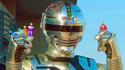 Space Sheriff Gavan (Yuma Ishigaki) presents the Gokaigers with the Metal Heroes Ranger Keys in Kamen Rider × Super Sentai × Space Sheriff Super Hero Taisen Z (2012), Toei Co. Ltd.