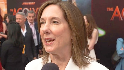 Kathleen Kennedy speaks with Critqal on the red carpet for The Acolyte (2024), Disney