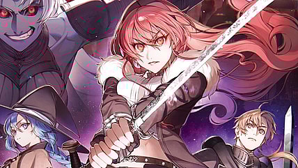 Eris, Roxy, and Rudeus are prepared to take on the Immortal Demon Lord Atofe on Shirotaka's cover to Mushoku Tensei: Jobless Reincarnation Vol. 22 (2019), Kadokawa