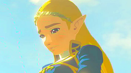 Zelda (Yu Shimamura) begrudgingly accepts King Rhoam's (Hiroshi Naka) orders to attend to her royal duties in The Legend of Zelda: Breath of the Wild (2017), Nintendo