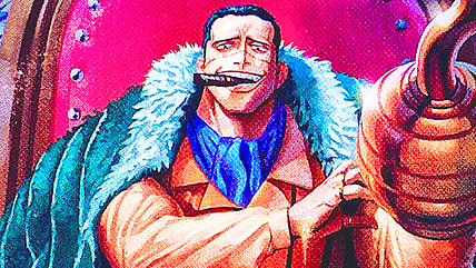 Crocodile revels in his power via Card OP04-060 in the One Piece Trading Card Game Set 04 - 'Kingdoms Of Intrigue' (2023), Bandai Namco. Art by akagi.