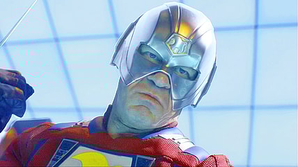 The Earth-2 Peacemaker (John Cena) is ready to put a lethal end to his Earth-1 doppelgänger in Peacemaker Season 2 Episode 1 "The Ties That Grind" (2025), DC Studios