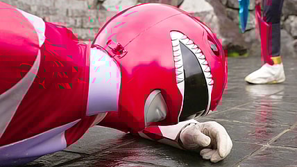 Universe Warrior Tyranno Ranger (Naoya Iguchi) is slain by a surprise attack from Ring Hunter Garyudo (Karuma) in No.1 Sentai Gozyuger Episode 7 "Get Excited! Come Together, Gozyugers!" (2025), Toei Co. Ltd.