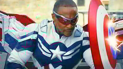 Sam Wilson (Anthony Mackie) takes on a gang of Serpent Society members in Captain America: Brave New World (2025), Marvel Entertainment