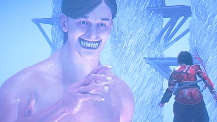 Gautwin's (TBA) Titan sets its sights on Naoe (Masumi Tsunoda) in Assassin's Creed Shadows x Attack on Titan (2025), Ubisoft