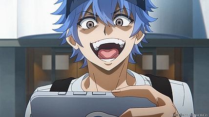 Soji Enishiro (Nobuhiko Okamoto) taunts viewers in Dead Account Season 1 Episode 1 