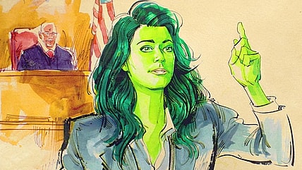 Jennifer Walters (Tatiana Maslany) makes her closing arguments in She-Hulk: Attorney at Law Season 1 Episode 9 "Whose Show Is This?" (2022), Marvel Entertainment