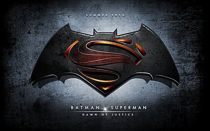 Batman v Superman Dawn of Justice movie poster and logo