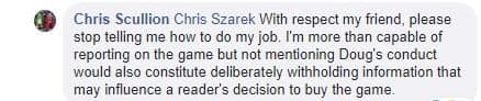 Chris Not Liking FB
