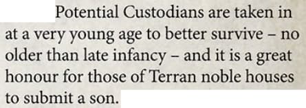 The Adeptus Custode's origins are briefly expanded upon in Warhammer 40K Codex: Space Marines (8th Edition) (2017), Games Workshop