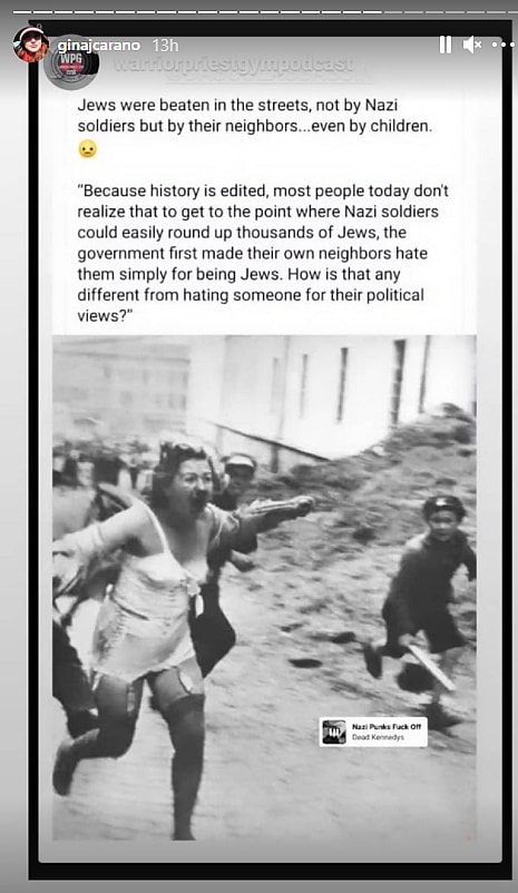 The infamous social media post which led to Gina Carano's firing