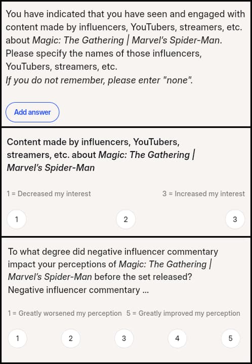 Wizards of the Coast asks 'Magic: The Gathering' players about the impact influencers had on their 'Marvel's Spider-Man' set opinions