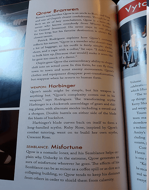 RWBY: The Official Companion Book contains no mention of former voice actor Vic Mignogna