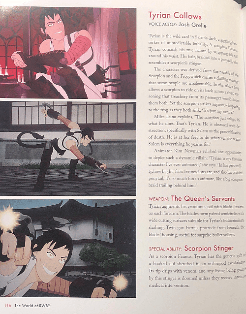 RWBY: The Official Companion Book contains no mention of former voice actor Vic Mignogna