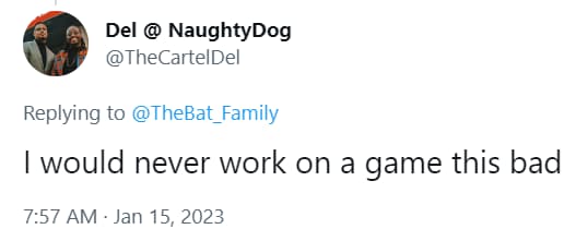 Archive link Del Walker- TheCartelDel- denies the validity of earlier Suicide Squad: Kill The Justice League leaks via Twitter