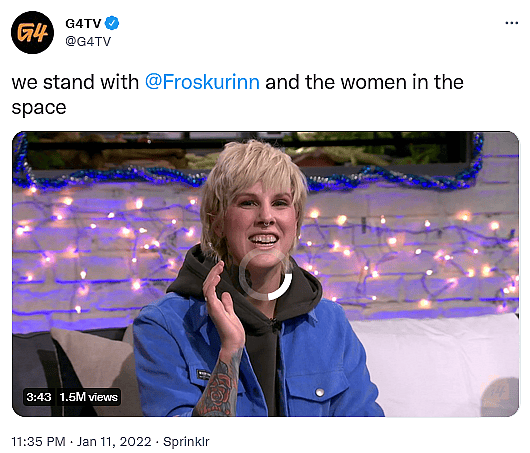 G4 stands with Frosk's 'sexism in gaming' rant