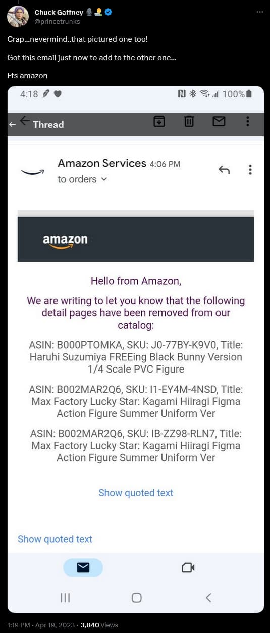 Charles Gaffney reveals Amazon's latest wave of anime figure bans