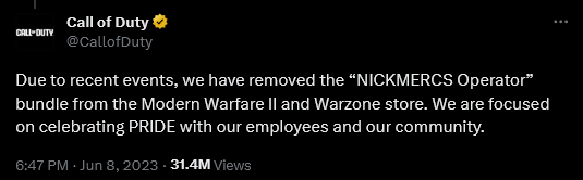 Call of Duty explains their removal of the Nickmercs bundle