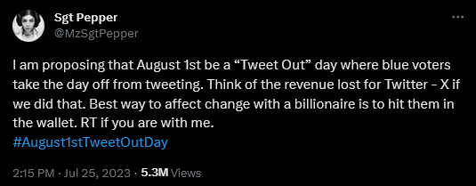 @MzSgtPepper attempts to organize a 24-hour 'No Tweet' period