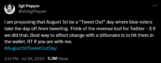 @MzSgtPepper attempts to organize a 24-hour 'No Tweet' period