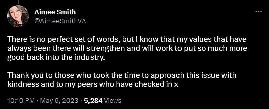 Voice actress Aimee Smith apologizes for being cast as a character with less-than-pearly-white skin.