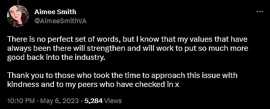 Voice actress Aimee Smith apologizes for being cast as a character with less-than-pearly-white skin.