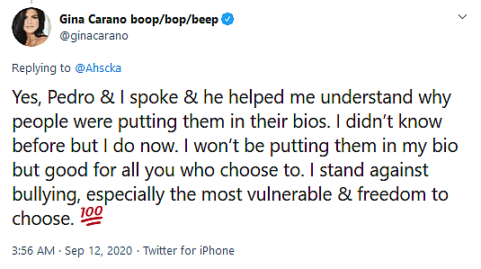 The Mandalorian Star Gina Carano Accused of Transphobia for Refusal to List Pronouns in Twitter Bio