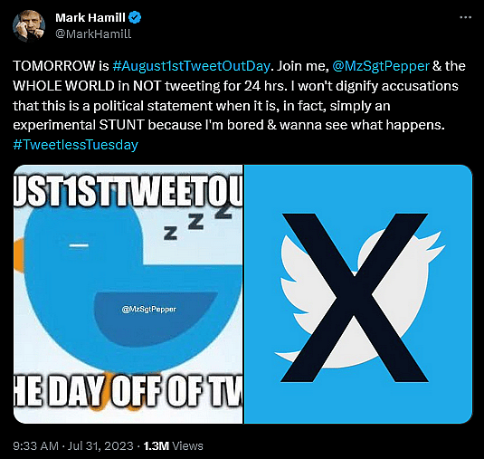 Mark Hamill calls for a day of no-Tweeting in protest of Elon Musk.