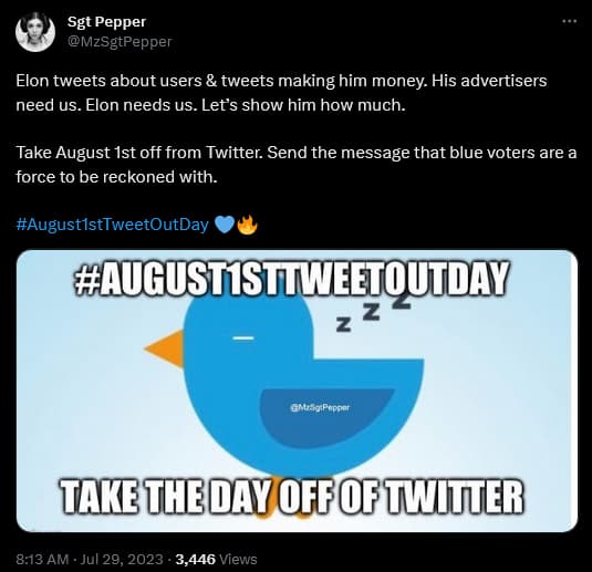 @MzSgtPepper attempts to organize a 24-hour 'No Tweet' period