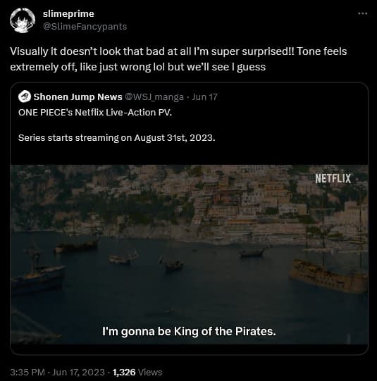 @slimefancypants weighs in on the first trailer for Netflix's 'One Piece'