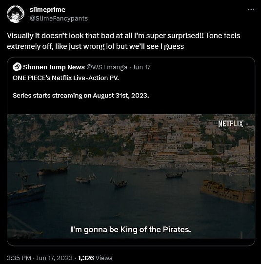 @slimefancypants weighs in on the first trailer for Netflix's 'One Piece'