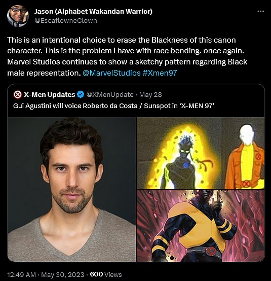 @EscalflowneClown criticizes Gui Augstini's casting as Sunspot in Marvel's 'X-Men '97'