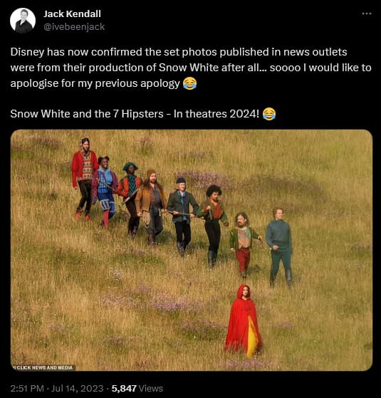 @ivebeenjack weighs in on the leaked set photos from 'Snow White and the Seven Dwarfs'