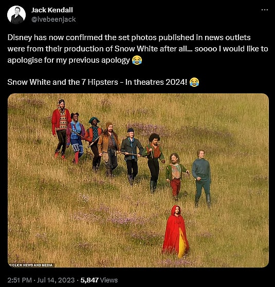 @ivebeenjack weighs in on the leaked set photos from 'Snow White and the Seven Dwarfs'