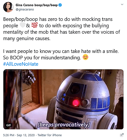 The Mandalorian Star Gina Carano Accused of Transphobia for Refusal to List Pronouns in Twitter Bio