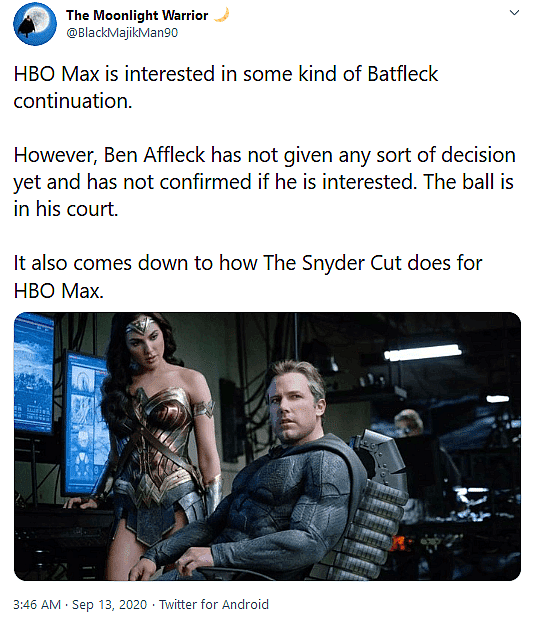 Rumor: HBO Max Continuation Of Snyderverse Batman Rests on Ben Affleck