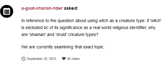 'Magic: The Gathering' head designer Mark Rosewater weighs in on Wizards of the Coast's plans for the terms "witch", "druid", and "shaman".