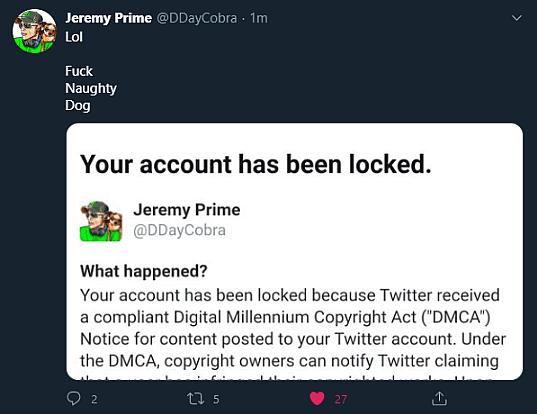Twitter Suspends Jeremy Griggs of Geeks + Gamers Following Naughty Dog DMCA Strikes Over The Last of Us II Memes
