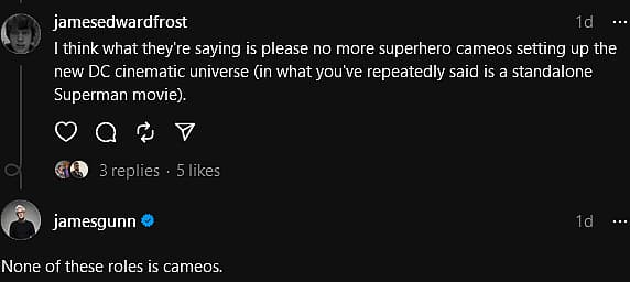 James Gunn discusses his plans for Superman: Legacy's cameos via Threads