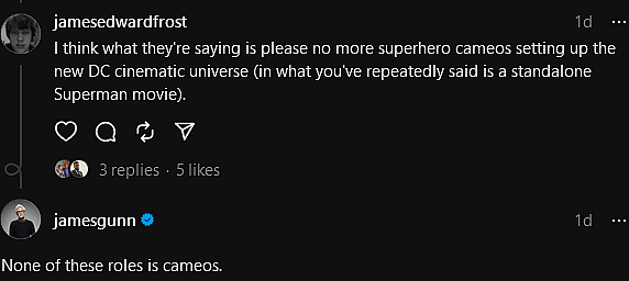 James Gunn discusses his plans for Superman: Legacy's cameos via Threads