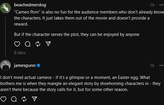 James Gunn discusses his plans for Superman: Legacy's cameos via Threads
