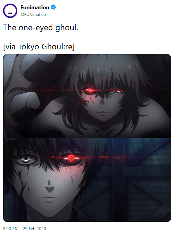 Funimation Uses Pirated Anime Screenshot to Promote Tokyo Ghoul:re