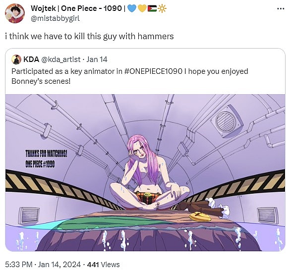 one piece bonney tweet